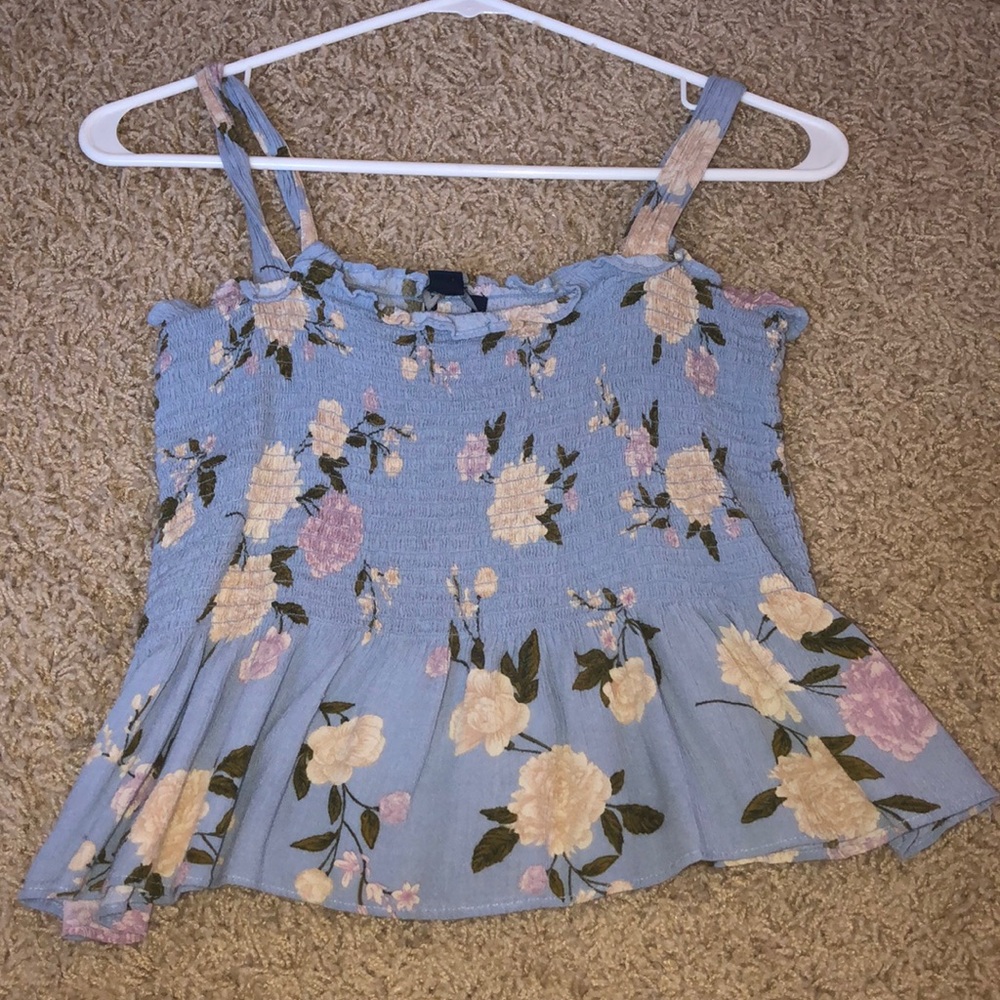 blue floral tank top